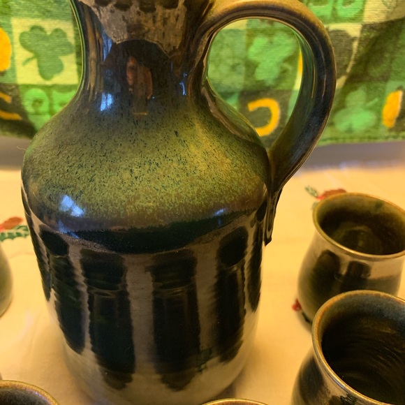 Decanter & 6 Pottery Drinking Vessels - Picture 2 of 11